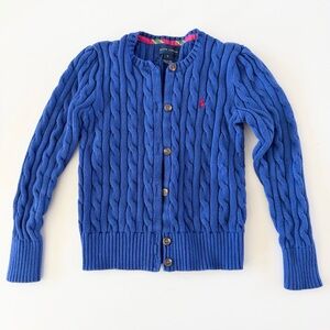 Ralph Lauren Kids Royal Blue Cable Knit Cardigan